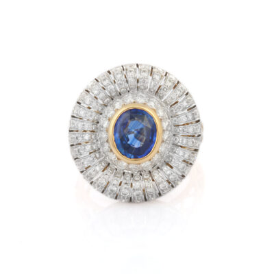 Blue Sapphire and Dimaond Statement Ring